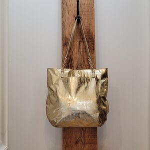 Michael Kors Jet Set Metallic Gold Signature Tote